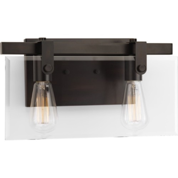 Progress Lighting Glayse 2-Light Bath Vanity Light - 120V - Antique Bronze