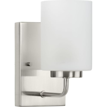 Progress Lighting Merry 1-Light Bath Vanity Sconce - 120V - Brushed Nickel