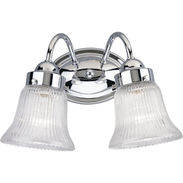 Progress Lighting Fluted Glass 2-Light Bath Vanity Light - Clear Glass - 120V - Polished Chrome