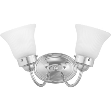 Progress Lighting Fluted Glass 2-Light Bath Vanity Light - Frosted Glass - 120V - Polished Chrome