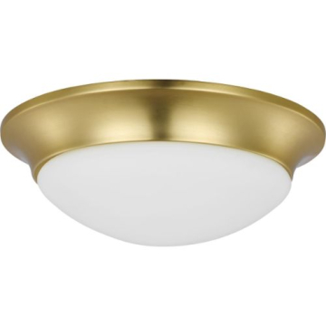 Progress Lighting Etched Glass 14" 2-Light Close to Ceiling Light Fixture - 120V - Satin Brass