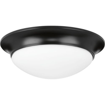 Progress Lighting Etched Glass 14" 2-Light Close to Ceiling Light Fixture - 120V - Matte Black
