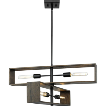 Progress Lighting Boundary 4-Light Chandelier - 120V - Matte Black