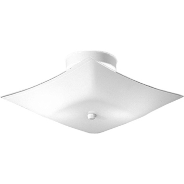 Progress Lighting Square Glass 2-Light Close to Ceiling Light Fixture - 120V - White
