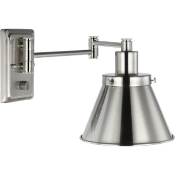 Progress Lighting Hinton 1-Light Swing Arm Wall Sconce - 120V - Metal Shade - Brushed Nickel