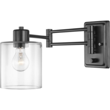 Progress Lighting Milner 1-Light Swing Arm Wall Sconce - 120V - Matte Black