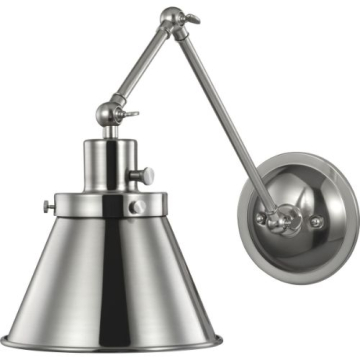Progress Lighting Hinton 1-Light Swing Arm Wall Sconce - 120V - Metal Shade - Brushed Nickel
