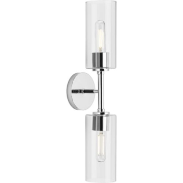 Progress Lighting Cofield 2-Light Wall Sconce - Clear Glass - 120V - Polished Chrome