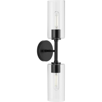 Progress Lighting Cofield 2-Light Wall Sconce - Clear Glass - 120V - Matte Black