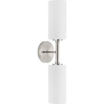 Progress Lighting Cofield 2-Light Wall Sconce - Frosted Glass - 120V - Brushed Nickel
