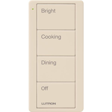Lutron 4-Button Pico Smart Remote - Scene Keypad - Kitchen Text Engraving - Light Almond