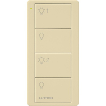 Lutron 4-Button Pico Smart Remote - 2 Group Control - Light Icons - Ivory