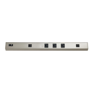 Westgate 24" Angled Power Strip - 3 Receptacles - 2 USB-A/C - Brushed Nickel