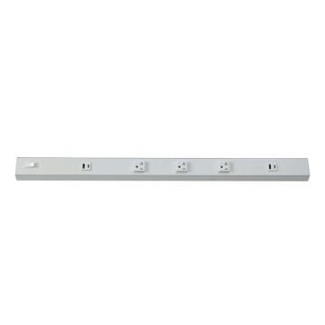Westgate 30" Angled Power Strip - 3 Receptacles - 2 USB-A/C - White