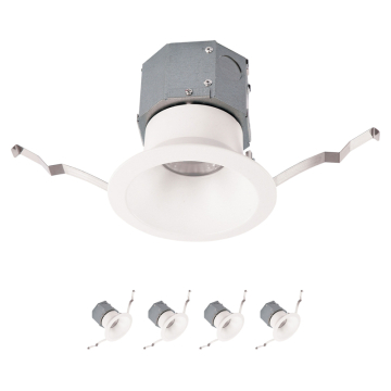 WAC Lighting Pop-in 4" Round Built-in J-Box LED Downlight - 4 Pack - 1,080 Lumens - 12W - CCT Selectable - 120-277V - White