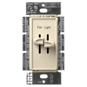 Lutron Skylark Dual Slide-to-Off Fan and Light Control - Almond