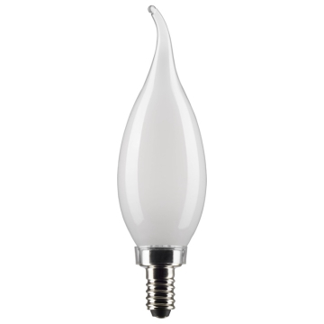 SATCO 4W CA10 LED Filament Lamp - Frosted - E12 - 3000K - 350 Lumens - 120V - 2-Pack