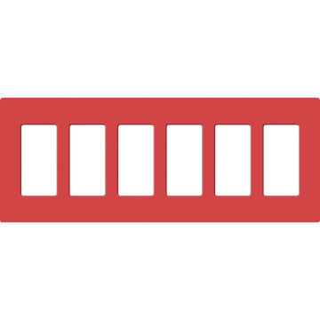 Lutron Claro Screwless Designer Wallplate - 6 Gang - Signal Red