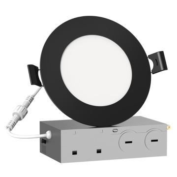 Lotus Lotolite 4" Slim Round Wafer Downlight - 9W - CCT Selectable - 1,000 Lumens - 120V - Black