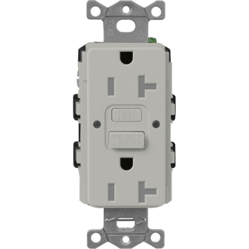 Lutron Claro 20A GFCI Receptacle - Tamper Resistant - Pebble