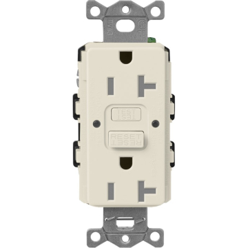 Lutron Claro 20A GFCI Receptacle - Tamper Resistant - Pumice