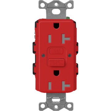 Lutron Claro 20A GFCI Receptacle - Tamper Resistant - Signal Red