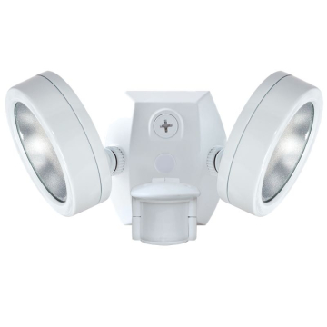 RAB LESLIE Dual Head LED Flood Light with Mini Sensor - 2 x 13W - 4000K - 120V - White
