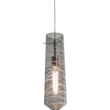 AFX Spun 5" Pendant - 120V - Satin Nickel / Smoke Glass