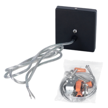 Sylvania Linear Slot 96" Suspension Kit with Canopy - Black Square Base - Non Power Feed