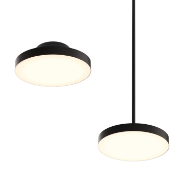 DALS Fusion 12" LED Pendant / Flush Mount - 2,500 Lumens - 25W - CCT Selectable - 120-347V - Black