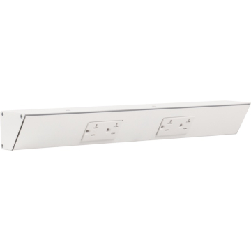 Task Lighting 18" Angled Power Strip - 2 White Duplex Receptacles - White