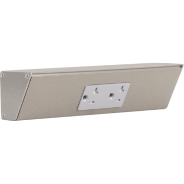 Task Lighting 9" Angled Power Strip - 1 Gray Duplex Receptacle - Satin Nickel