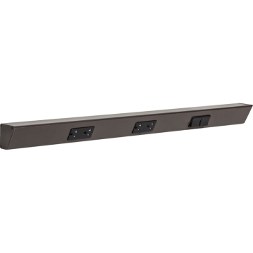 Task Lighting 30" Angled Power Strip - 2 Black Duplex Receptacles - 2 Black Right Side Switches - Bronze