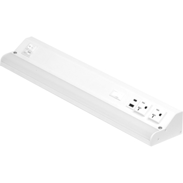 American Lighting Courant 18" LED Under Cabinet Light - 12W - CCT Selectable - (2) Receptacles and (1) USB-A/C - 1,000 Lumens - 120V - White