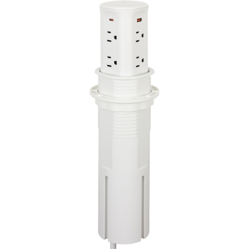 Task Lighting Pop-Up Power Receptacle - 8 Outlets (15A) - 2 USB-A/C - 120V - White